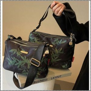 ถุงไนลอน Nylon Bag Large Capacity Mom Bag Large Capacity Shoulder Bag Ink Bamboo Leaf Pattern