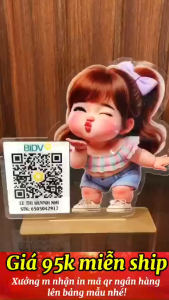 Biển mã qr code để bàn in hình cô gái xinh cho tiệm cà phê trà sữa quán ăn.... chất liệu mica chống nước in theo yêu cầu