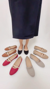 Rizcoma Nina Sepatu Wanita Flatshoes Balet Korea - Suede
