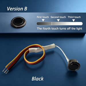 12V 24V Touch SwitchStepless Dimmable/3‑Step Dimmable10mm HoleCapacitive Sensor Light Switch for LED StripMarinesilvery