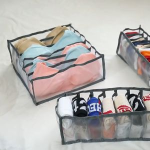 Nylon Drawer Dividers – 6/7/11 Compartment Storage Box Set for Clothes & Underwear Organization