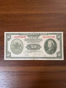 Uang Kertas 50 Rupiah 1943 Seri NICA Koleksi Kuno