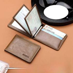 Mens Driver License Leather Case Protective Cover Card Holder Vehicle Documents Wallet Two-In-One Horizontal PU Leather