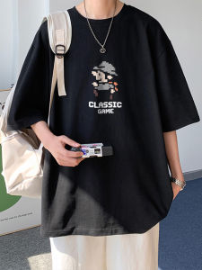 New 2025 Mens Cotton Ice Silk Short Sleeve T-Shirt Summer Thin Loose Base Shirt Quick Dry Fashionable Loose Fit round Neck