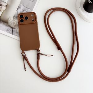 Simple Camera Window Case For iPhone 17 Pro Max 12 13 14 15 16 18 Adjustable Crossbody Lanyard  Shockproof Soft Silicone Cover