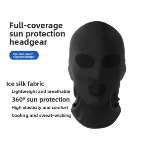 Anti-Mosquito Full-Face Sleeping Hood with Three Holes Ice Silk Material