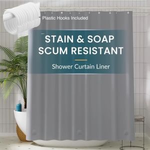 1pc Waterproof Shower Curtain Liner with Magnets & Metal Grommets Mildew Resistance Bath Curtain for Bathroom Window Curtain