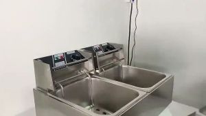 Electric Deep Fryer Double With Timer Heavy Duty Deep Frying Pan With Strainer Fried Basket Stainless Steel Large Capacity Temperature Controller 50℃-200℃ French Fries Onion Rings Chicken for Restaurant Kitchen Home