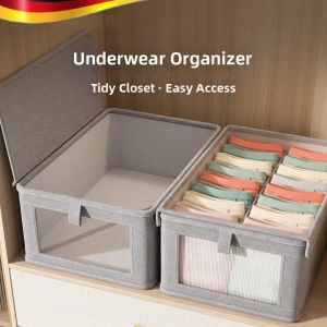 NAIFUNA | Drawer Organizing Box with Lid and Dividers Cloth Fabric with Window