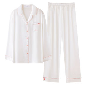 Miiow | MiiOW Ice Silk Sleepwear Womens Loose Long Sleeve Long Pants Home Clothes Set Spring Autumn Outdoor Wearable 2025 New Style