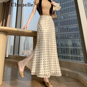 La Chapelle | Silk-like Polka Dot A-line Skirt