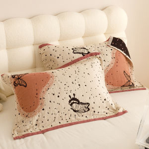 Cute Cartoon Four-Layer Pure Cotton Pillowcases Color Woven Embroidery Breathable Single Person Pillow Covers Bed Linens