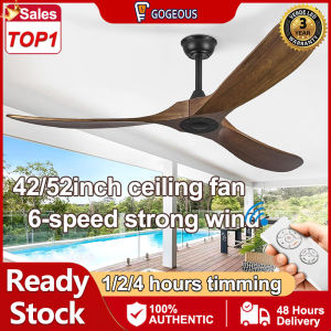 GOGEOUS NEW Nordic ceiling fan big size ceilings fan with remote 42/52Inch ceiling fan heavy duty Silent DC Motor ceiling fan 5 blades big ceiling fan with light for living room kitchen dining bedroom