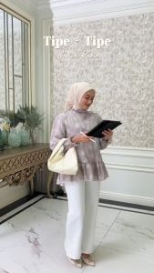 Marcella Blouse Mayoutfit | Blus Motif Bunga Frill Leher Lengan Karet