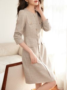 Elegant French Style High-End Fashion Tweed Long Sleeve Dress