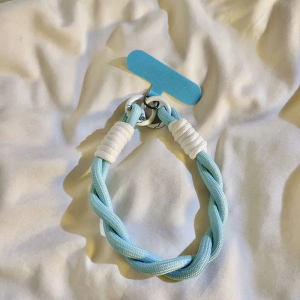  Blue Pure Color Woven Mobile Phone Lanyard Bracelet Short Style Camera Keychain Pendant Digital Accessories SIEWOLF