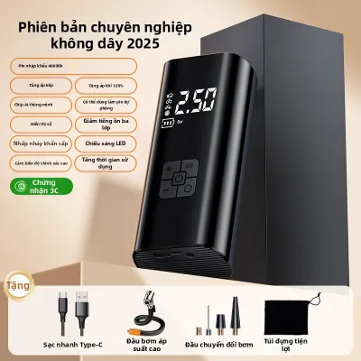 HELLOLEIBOO | Bơm Hơi Không Dây Di Động có Đồng Hồ Đo Áp Suất Lốp