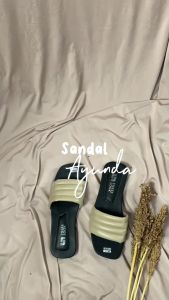 AYUNDA 3LOOK Sandal Kulit Wanita Slop Balon Selop Teplek Kekinian Sandal Kulit Terbaru 2024