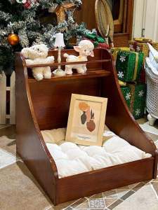 Rustic Wooden Dog Bed Side Table Small Dog Furniture Vintage Style Pet Supplies Storage for Dogs And Cats Country Style