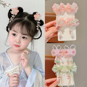 Chinese Ancient Style Headdress for Han Chinese Clothing Girl Hairpin Tassel Hairpin Girls Pink Flower Ribbon Hairpin Princess Ancient Costume Hair Accessories
