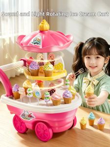 XIDIQI | Birthday Gift Intelligence Enhancing Toy Ice Cream Cart For Little Girls 3-10 Years Old