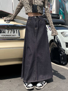 Deep Blue High Waist A-Line Mini Skirt Womens Early Spring New Style Retro Versatile Loose Slimming Casual Denim Skirts