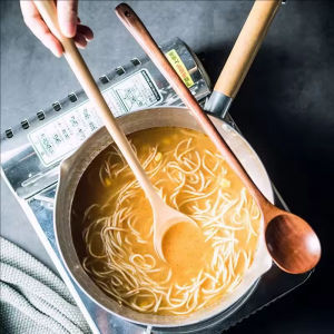 YESPERY Korean Long Handle Wooden Spoons Natural Coffee Stirring Spoon Tea Dessert Spoon Soup Spoon Tableware Kitchen Supplies