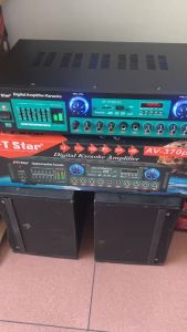 FT STAR Professional Digital Karaoke Mixing Amplifier With Equalizer (BT/FM/USB/SD) -450WX2/ AV-370Plus(Free 4 pcs GOLD Metal Banana Plug)