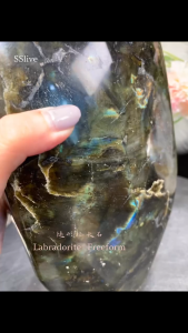 ✨ 天然随形拉长石摆件 (4.9kg)  Natural Labradorite Freeform Crystal 🆓 free woodbase 附送底座
