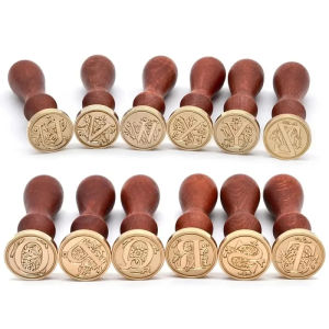 1set 26 Letter A-Z Wax Seal Stamp with wooden handle Wax Seal Paint Copper Head for Envelope Gift Invitation Card Sticker