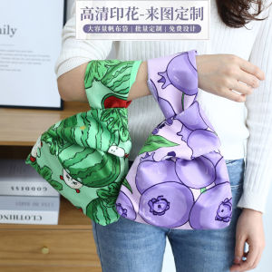 Túi Xách Vải Canvas Cầm Tay Phong Cách Nghệ Thuật Tươi Mới Cho Nữ Mùa Hè Túi Xách Gọn Nhẹ Họa Tiết Trái Cây Mềm Mại Có Thể Gập Lại