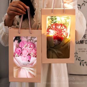 Valentines Day Dried Flowers Eternal Soap Flowers Bouquet Gift Box Seven Roses Carnations Everlasting Full Sky Stars Teachers Day Gifts