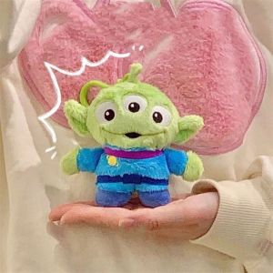 Kawaii Cartoon Toy Story Three Eyes Alien Cute Plush Toys Doll Keychain Creative Backpack Pendant Decoration Kids Children Girls Boys Gifts