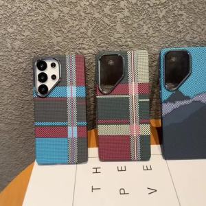 Metal Lens Carbon Fiber Texture Magnetic Case for Magsafe Samsung Galaxy S26 S25 S24 Ultra S23 Plus Mag Safe Phone Bumper Cover