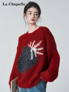 La Chapelle | Strawberry Pattern Soft Sweater Red Knitwear