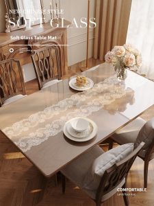 Waterproof Oily-proof Heat-resistant Easy-to-clean French Lace Soft Glass Tablemat
