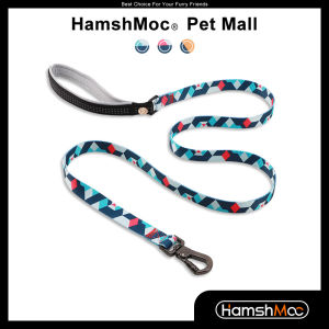HamshMoc Dog Leash Soft Padded Nylon with Heavy Duty Carabiner Floral Pattern Pet Lead Reflective Handle Leash for Small Medium Large Dogs