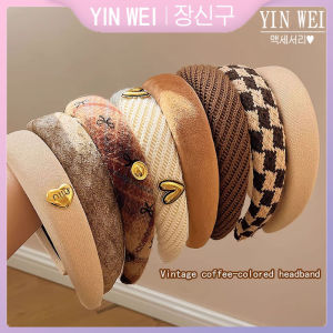 หยินห่วงวิกผมปลอมทำลอนย้อมสีสีกาแฟแบบย้อนยุคที่คาดศีรษะใหม่ฤดูใบไม้ร่วงและฤดูหนาว2024ผู้หญิงที่ล้างหน้าป้องกันการลื่น