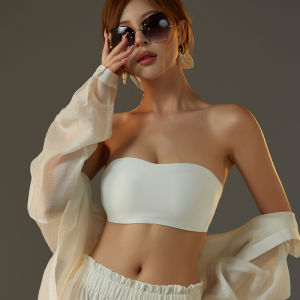 Wireless Strapless Bra Womens Anti-Slip Gathered Large Chest Appears Small Chest Summer Invisible Big Size Wrap Chest Bra Pads