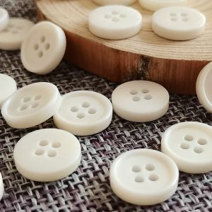 Natural Bone Ivory Colored round Edge Four Eye Casual Simple Cotton Linen Shirt Long Coat Buttons Home Sewing DIY Accessories