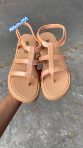 Sandal Wanita Dewasa Teplek Terbaru Jelly Motif Tali Jepit Karet Platform Simpel