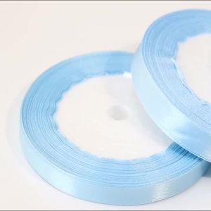 25Yards 1/1.2/1.5/2/2.5/3.8cm Light Blue Satin Ribbon For DIY Wedding Birthday Party Christmas Handmade Gift Wrapping Decoration