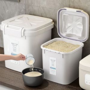 Large Capacity Rice Dispenser Large Grain Container with Lid Storage Cylinder Moisture-proof Household Grain Dispenser Bucket Used for Kitchen Soybeans and Corn，rice