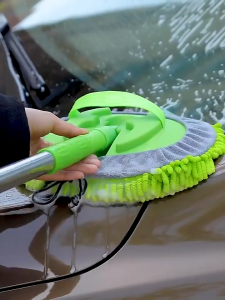 Telescopic car water brush car wash mop stainless Elastic Rotation Multi-Function Car Wash Mop   Detachable Rotating