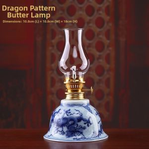 DAIYUTANG | Windproof Ceramic Butter Lamp Lotus Lamp
