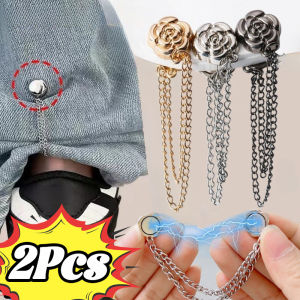 คลิปกระดุมแม่เหล็ก2ชิ้นหมุดยึดกางเกงขาแบบปรับได้ป้องกันการลากถอดได้คลิปกระดุมข้อมือเสื้อเชิ้ตแบบทำมือ