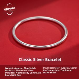 WU YUE JEWELRY | S9999 Pure Silver Handmade Solid Silver Bracelet
