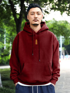 Heavyweight Hoodie Mens Fashion Versatile Autumn Top Fleece Lined Thickened Overhead Sweatshirt Polyester Fabric Winter Youth Pop Style