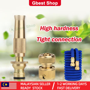 Gbest Brass Adjustable Hose Nozzle + Garden Hose High Pressure Water Spray Gun Full Copper Material Nozzle Head Set Pipe Connector Kepala Paip Water Jet Car Wash Penyembur Air