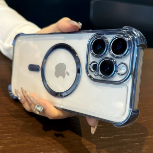 Luxury Magnetic For Magsafe Wireless Charging Plating Clear Case For iPhone 11 12 13 14 15 16 Pro Max Plus Silicone Soft Cover